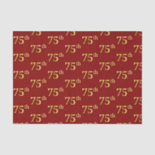 Red, Faux Gold 75th (Seventy-Fifth) Event Tissue Paper
