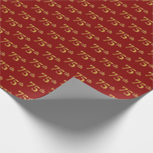 Red, Faux Gold 75th (Seventy-Fifth) Event Wrapping Paper