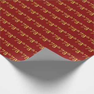 Red, Faux Gold 78th (Seventy-Eighth) Event Wrapping Paper
