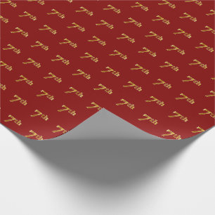 Red, Faux Gold 7th (Seventh) Event Wrapping Paper
