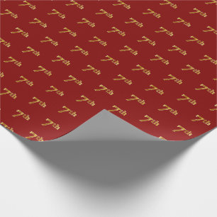 Red, Faux Gold 7th (Seventh) Event Wrapping Paper