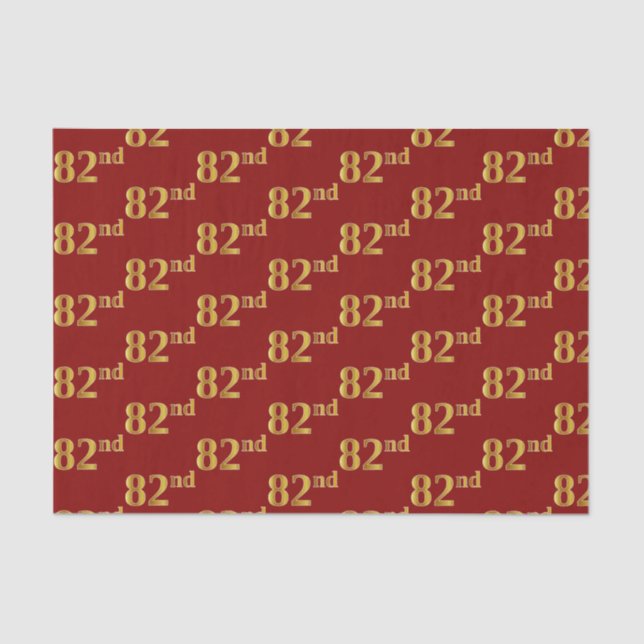 Red, Faux Gold 82nd (Eighty-Second) Event Tissue Paper (Front)
