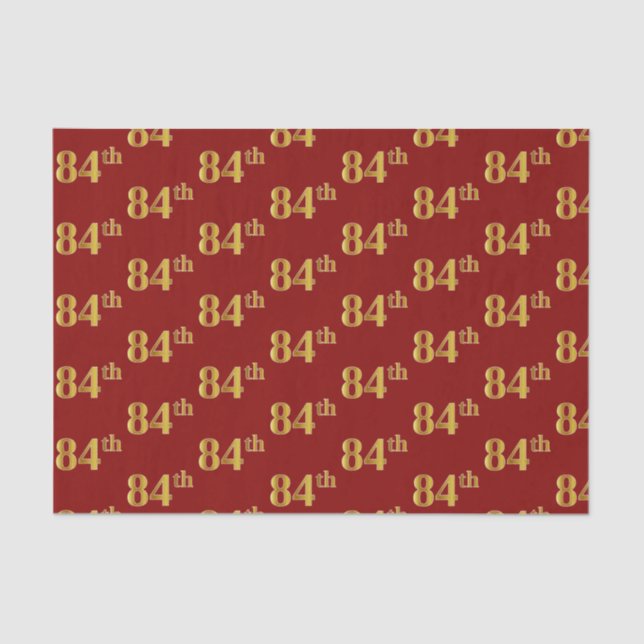 Red, Faux Gold 84th (Eighty-Fourth) Event Tissue Paper (Front)