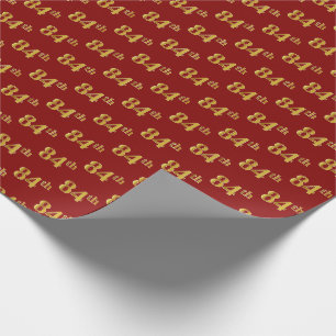 Red, Faux Gold 84th (Eighty-Fourth) Event Wrapping Paper