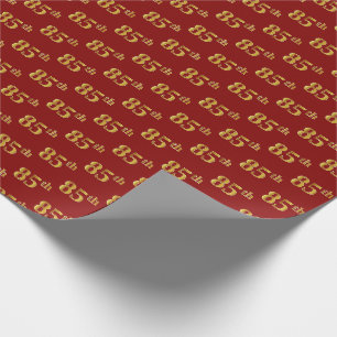 Red, Faux Gold 85th (Eighty-Fifth) Event Wrapping Paper