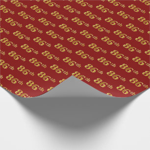 Red, Faux Gold 86th (Eighty-Sixth) Event Wrapping Paper