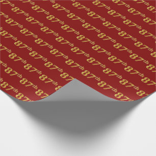 Red, Faux Gold 87th (Eighty-Seventh) Event Wrapping Paper