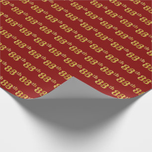 Red, Faux Gold 88th (Eighty-Eighth) Event Wrapping Paper