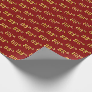 Red, Faux Gold 88th (Eighty-Eighth) Event Wrapping Paper