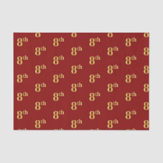 Red, Faux Gold 8th (Eighth) Event Tissue Paper (Front)