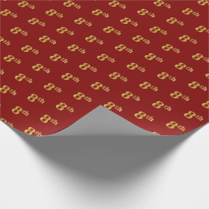 Red, Faux Gold 8th (Eighth) Event Wrapping Paper