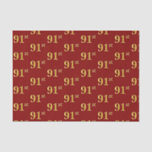 Red, Faux Gold 91st (Ninety-First) Event Tissue Paper