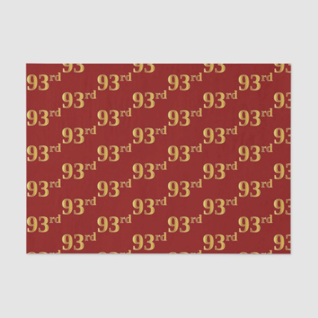 Red, Faux Gold 93rd (Ninety-Third) Event Tissue Paper (Front)