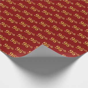 Red, Faux Gold 96th (Ninety-Sixth) Event Wrapping Paper
