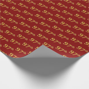 Red, Faux Gold 97th (Ninety-Seventh) Event Wrapping Paper