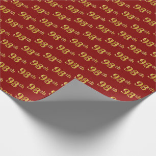 Red, Faux Gold 98th (Ninety-Eighth) Event Wrapping Paper