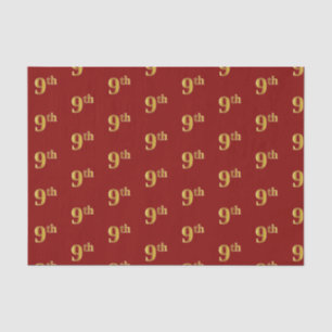 Red, Faux Gold 9th (Ninth) Event Tissue Paper