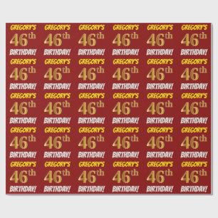 Red, Faux/Imitation Gold, "46th BIRTHDAY" Wrapping Paper