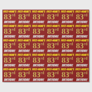 Red, Faux/Imitation Gold, "83rd BIRTHDAY" Wrapping Paper