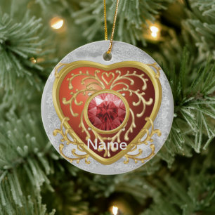 Red Faux Jewel Heart  ornament