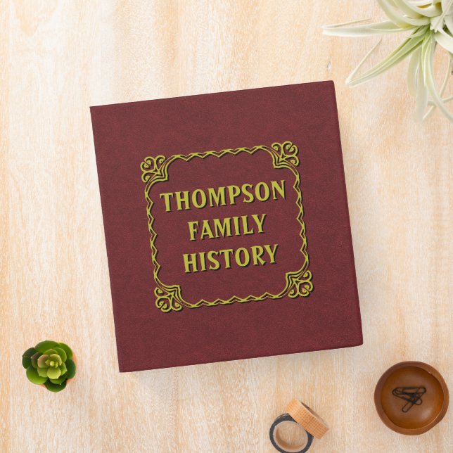 Red Faux Leather Family History Genealogy Album Binder (In Situ)