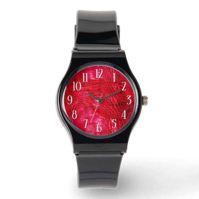 Red Faux Leather Watch (Front)