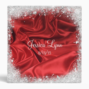 Red Faux Satin & Silver Glitter, Sweet Sixteen Binder
