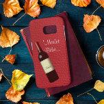 Red Faux Textured Leather Samsung Galaxy S7 Case<br><div class="desc">Faux red leather with a textured look.  Photo generated close-up of tanned,  embossed,  and dyed red leather.  Wine bottle tilting to the left,  with french text,  "'Merlot Bèbè" at top.</div>
