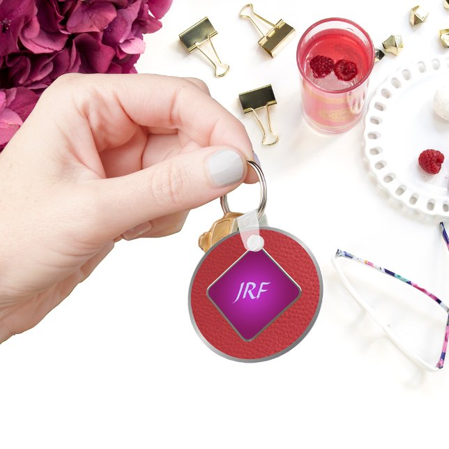 Red Faux Textured Leather Keychain (Creator Uploaded)