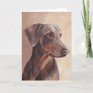 Red Fawn Doberman Dog carte de voeux