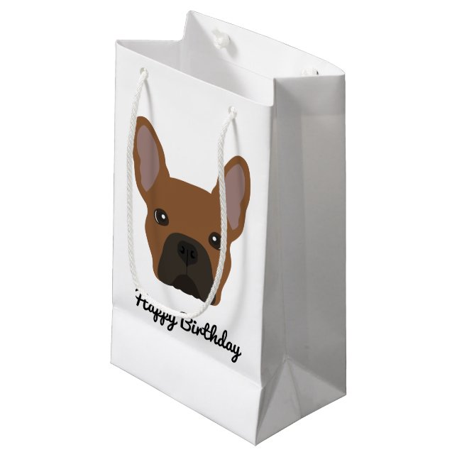 Red Fawn French Bulldog Birthday Small Gift Bag (Front Angled)