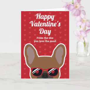 Red Fawn French Bulldog Carte Saint-Valentin