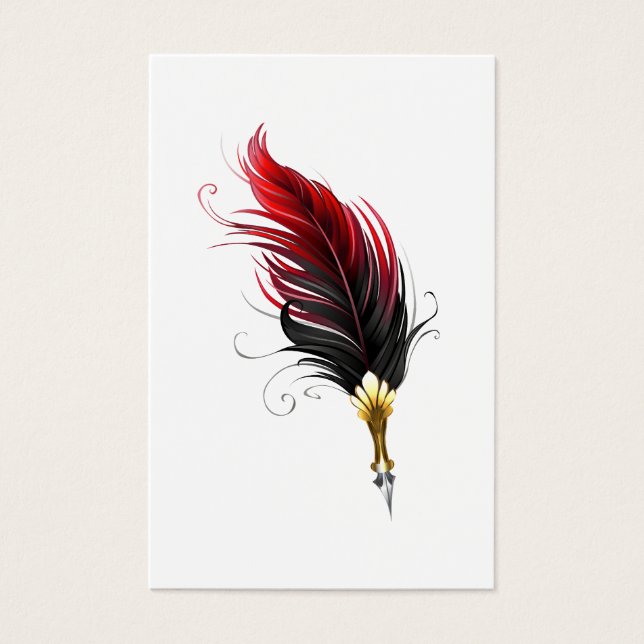 Red feather pen with gold nib (Front)
