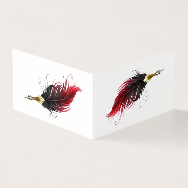 Red feather pen with gold nib (Outside)