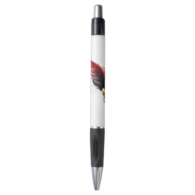 Red feather pen with gold nib (Front Vertical)