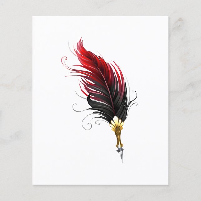 Red feather pen with gold nib (Front)