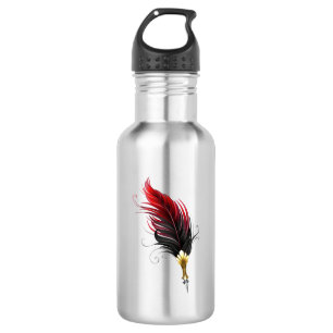 Red feather pen with gold nib 532 ml water bottle