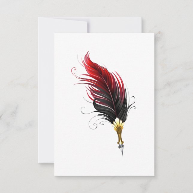 Red feather pen with gold nib announcement (Front)