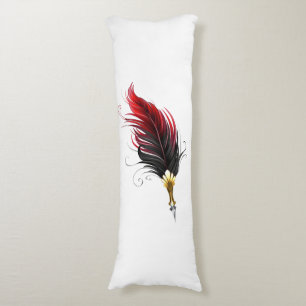 Red feather pen with gold nib body pillow