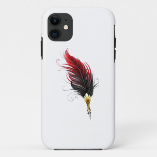 Red feather pen with gold nib iPhone 11 case