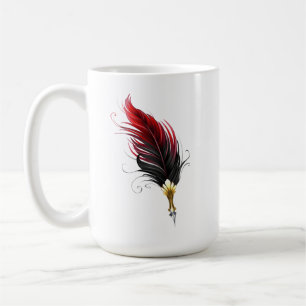 Red feather pen with gold nib coffee mug