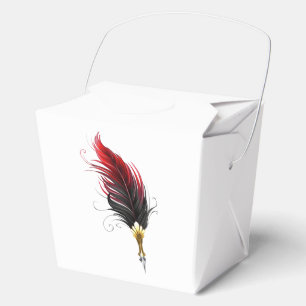 Red feather pen with gold nib favor box