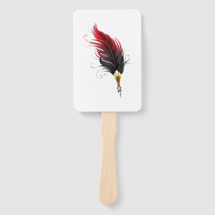 Red feather pen with gold nib hand fan