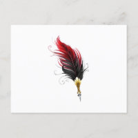 Red feather pen with gold nib