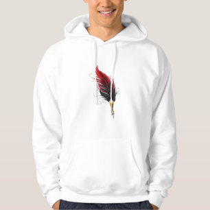 Red feather pen with gold nib hoodie