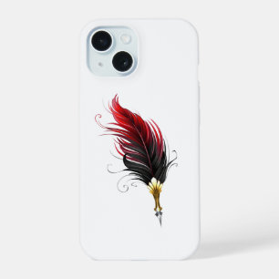 Red feather pen with gold nib iPhone 15 case