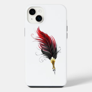 Red feather pen with gold nib iPhone 14 plus case