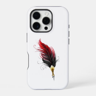 Red feather pen with gold nib iPhone 16 pro case