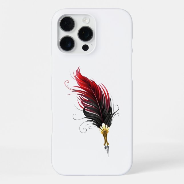 Red feather pen with gold nib iPhone case (Back)