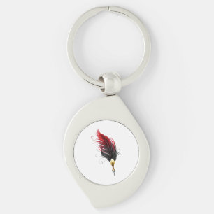 Red feather pen with gold nib keychain